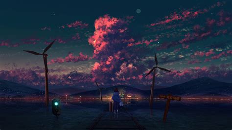 Anime Art Night Sky Scenery K F Wallpaper Pc Desktop