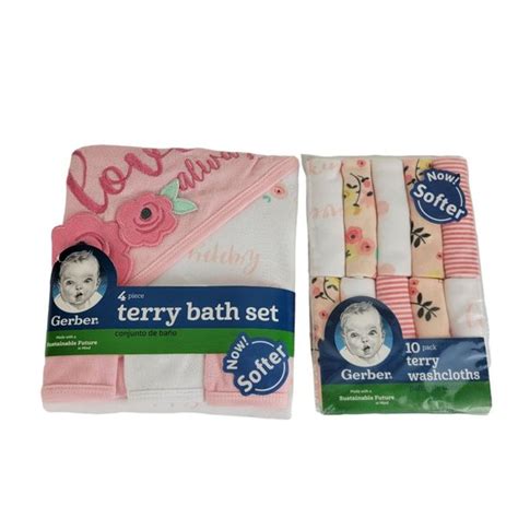 Gerber Bath Gerber Pack Terry Washcloths And 4piece Terry Bath Set