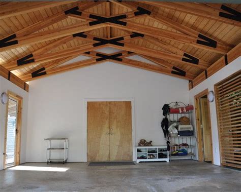 Learn how to build simple, cheap garage storage shelves that use the wasted space above your garage door! Garage Interior Design With Wooden Ceiling Decoration ...