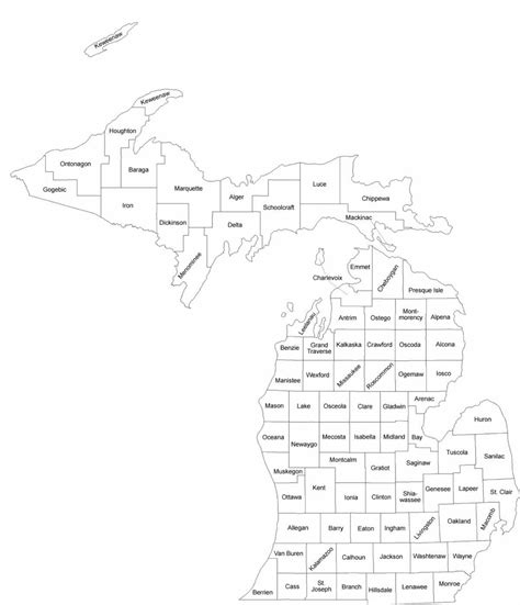 Michigan County Map With County Names Free Download