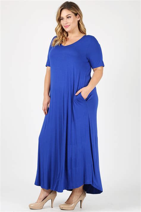 Sweet Lindsey Women Plus Size Maxi Dress With Side Pockets Long Plus