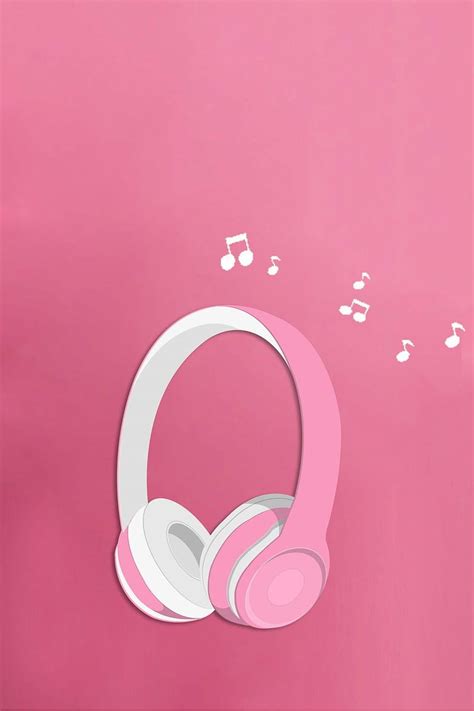 Pink Literary Minimalist Headphones Music Poster Background Headphones
