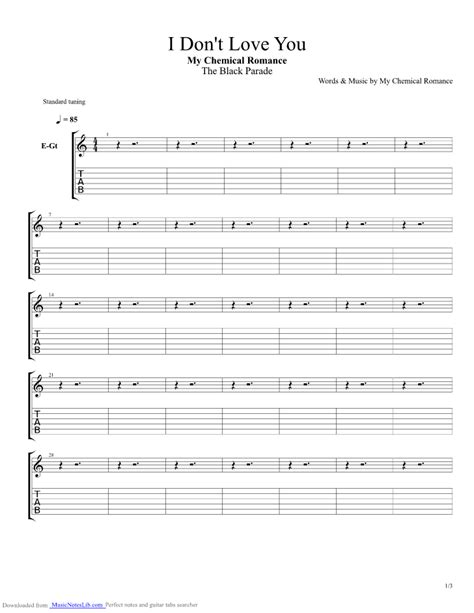 I Dont Love You Guitar Pro Tab By My Chemical Romance