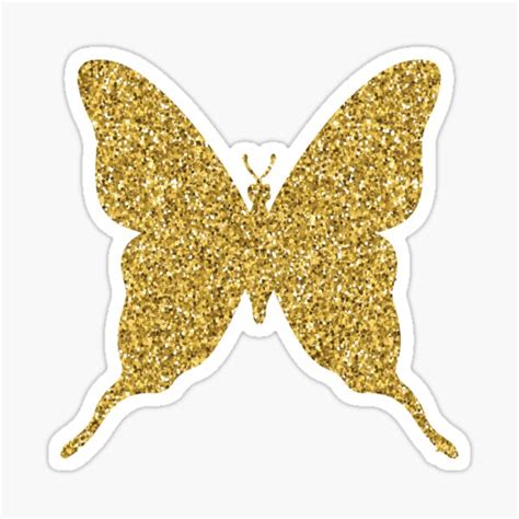 Golden Butterfly Glitter Gold Butterfly Shiny Abstract Sticker For