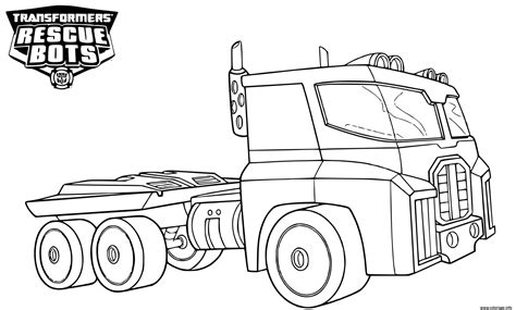 Coloriage Transformers Rescue Bots Optimus Prime - JeColorie.com