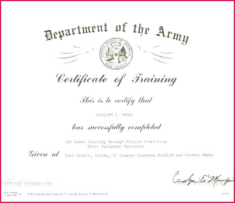 7 Army Training Certificate Template 49923 Fabtemplatez