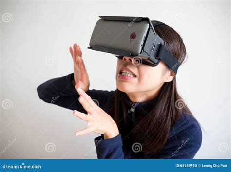 Woman Feeling Scary With Virtual Reality Glasses Stock Photo Image Of