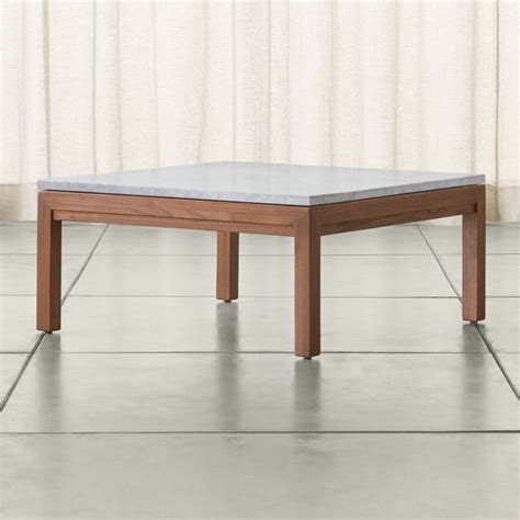 With over 100 stores in the u.s. Parsons Square Elm Coffee Table with White Marble Top ...