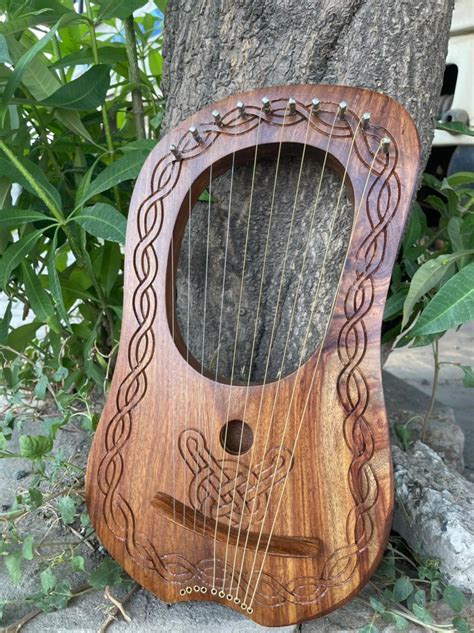 Piping Celtic Lyre Handmade Lyre Harp Rosewood 10 Metal Etsy