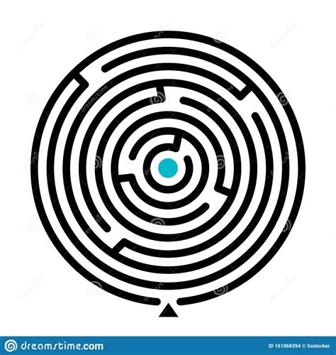 Round Labyrinth Vector Illustration Find Path Educational Game On