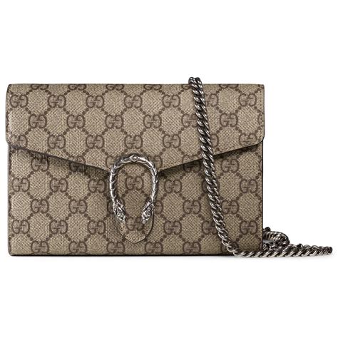 Gucci Canvas Dionysus Gg Supreme Chain Wallet In Beige Natural Save