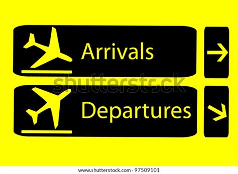 Signs Arrivals Departures Airport Stock Vector Royalty Free 97509101 Shutterstock