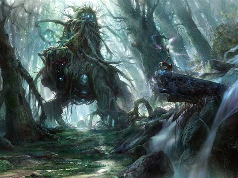 Illustration Of Forest Fantasy Art Swamp Trees Creature Hd