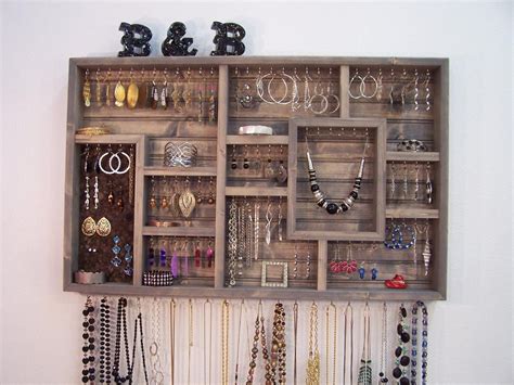 Handmade Wall Jewelry Organizer Display Case Earring Holder Etsy