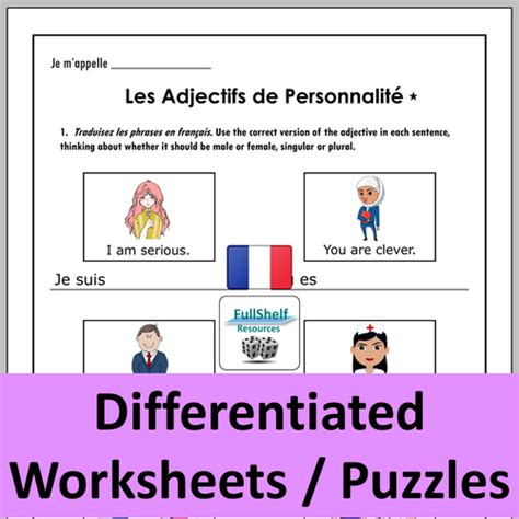French Describing Character Worksheets | Teaching Resources