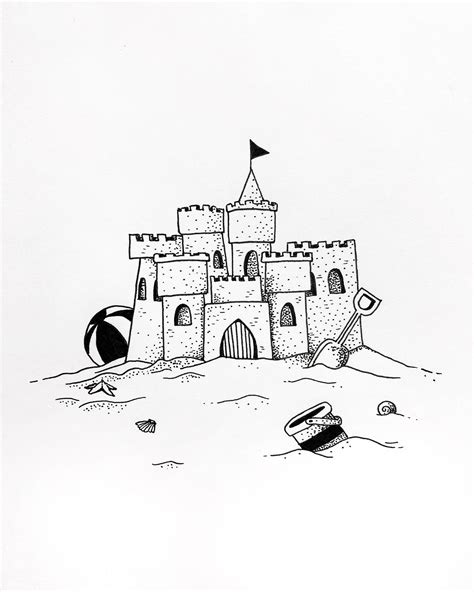 How To Draw A Sand Castle At How To Draw