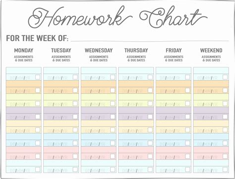 Printable Homework Chart Printable Templates