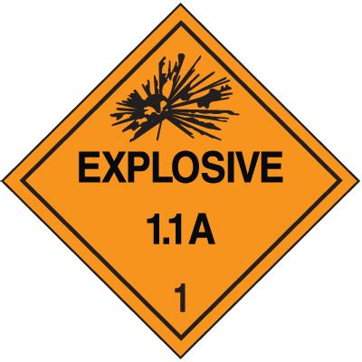 Explosive 1 1A Hazard Class 1 Material Shipping Labels Emedco