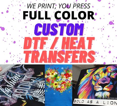 Custom Heat Transfers Full Color Transfer Printed Heat Etsy