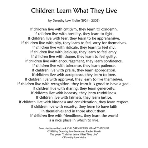 Children Learn What They Live This Poem Hung On My Wall