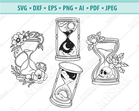 hourglass svg flower hourglass svg sun and moon svg etsy