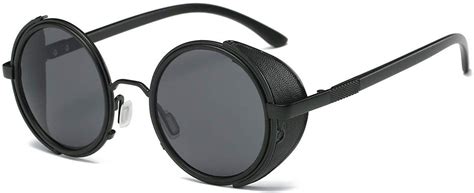Dollger Steampunk Vintage Retro Round Sunglasses Metal Circle Frame Black Lens Black Frame 100