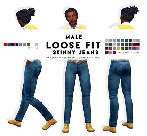 The Black Simmer Male Loose Fit Skinny Jeans By Onyx Sims