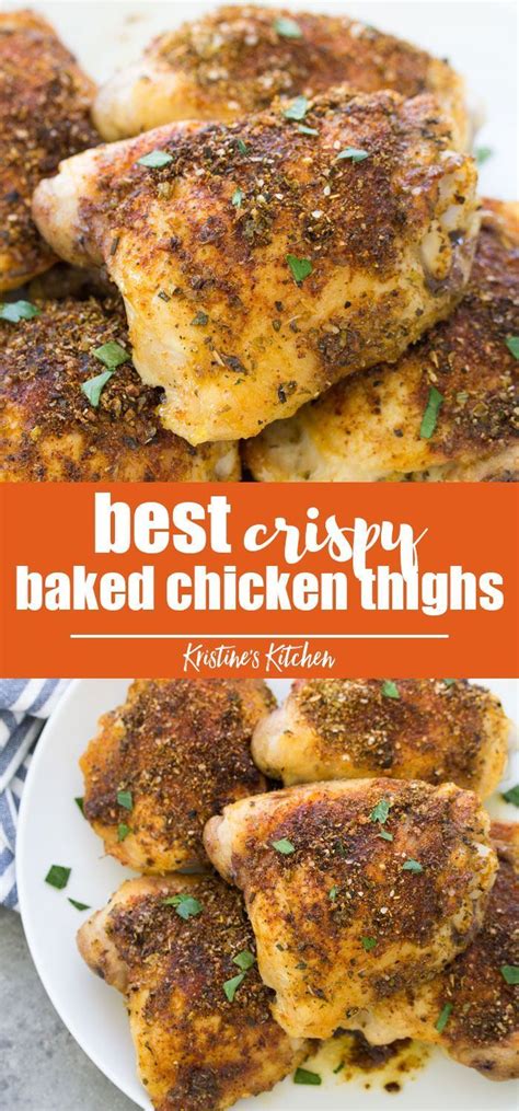 Oven baked chicken thighs are crispy on the outside with tender dark meat on the inside. The Best Crispy Baked Chicken Thighs! Easy oven baked ...