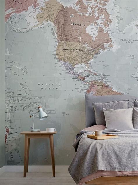 World Map Mural Map Murals World Map Wallpaper Wallpaper Living Room