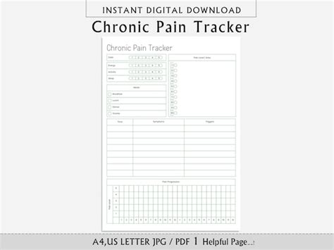 Printable Chronic Pain Tracker Daily Pain Tracker Pain Log Etsy
