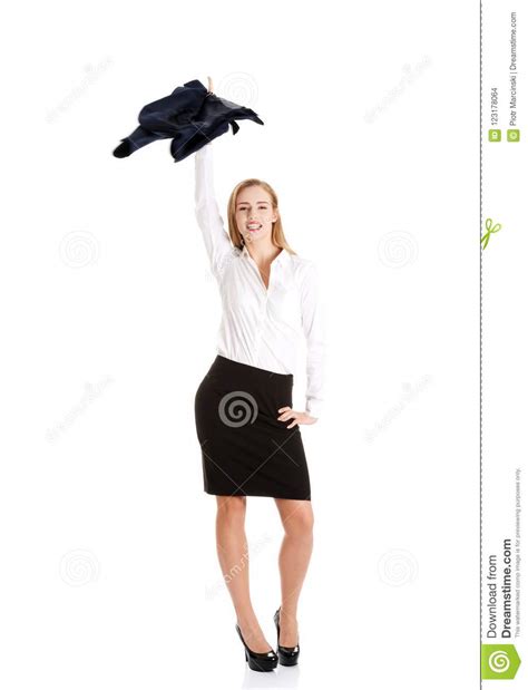 Beautiful Caucasain Business Woman Takes Off Her Jacket Stock Photo Image Of Movement