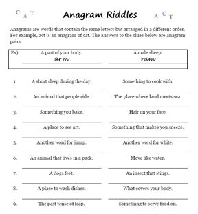 There are tons of these games for seniors available, ranging from those that sharpen your cognitive skills to those that are simply an easy and enjoyable way to pass the time. Word Games Anagram Riddles Worksheets