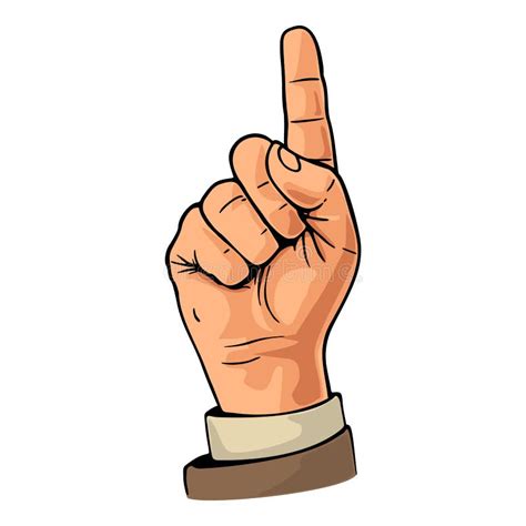 Pointing Finger Number One Hand Sign Stock Vector Illustration Of