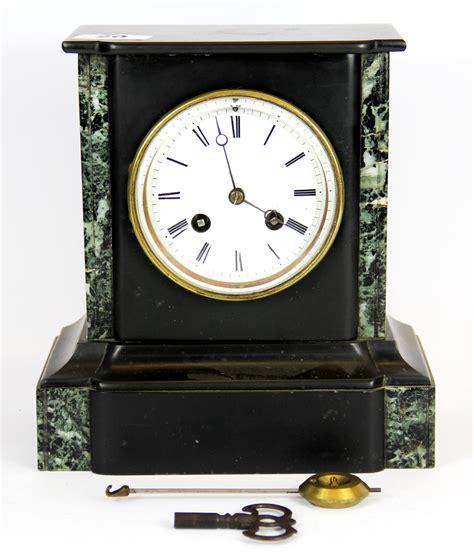 A 19th Century French Slate And Marble Mantle Clock H 22cm