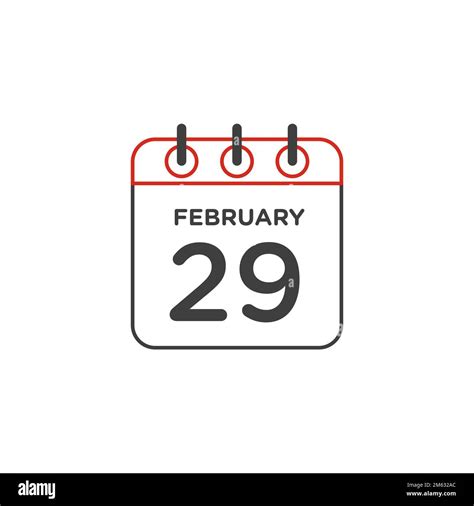 Line Icon Calendar February 29th Design Vector Isolated On White