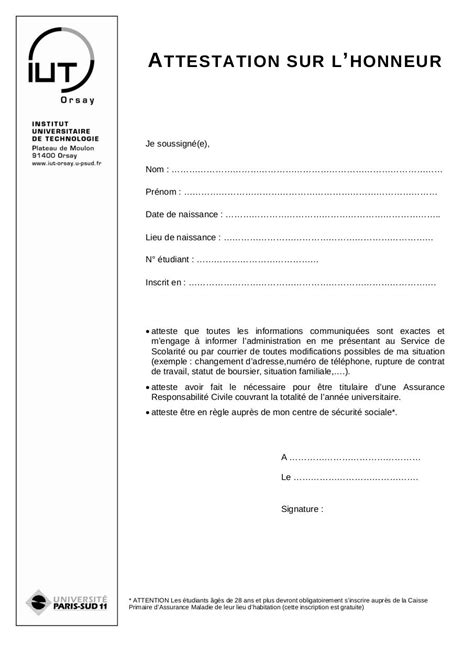 PDF attestation sur l honneur pour la caf PDF Télécharger Download