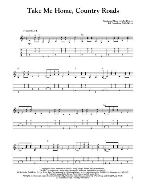 I wanna hold your hand. Take Me Home, Country Roads Sheet Music | Carter Style Guitar | Guitar Tab