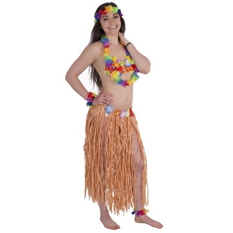 Tropical Flower Luau Accessories Hula Girl 6pc Costume Rainbow One