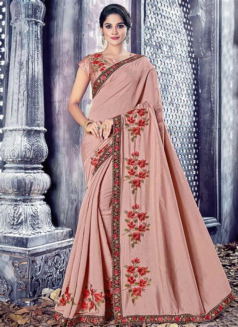 Buy Mauve Art Silk Saree Embroidered Sari Online Shopping Sasmv12521