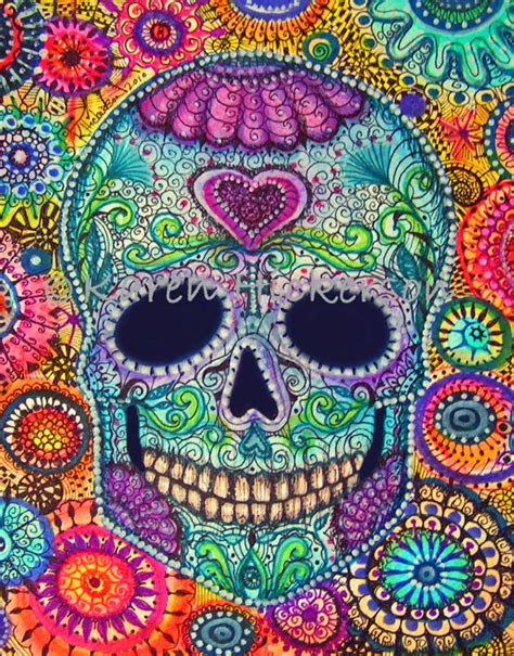 Day Of The Dead Skull Art Mexican Sugar Skull Art Print Prints Art And Collectibles