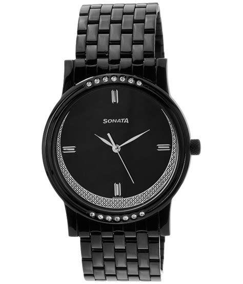 Sonata Black Formal Wrist Watch For Men Price In India Buy Sonata