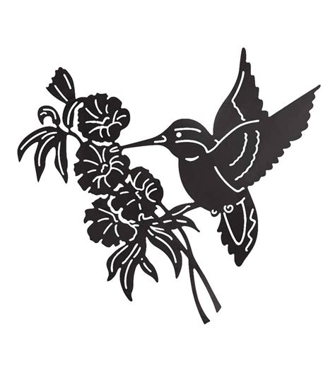 hummingbird and flower silhouette metal wall art wind and weather