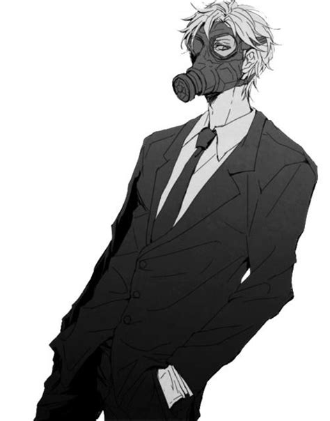 Gas Mask Fatality Gas Mask Anime Guys Black And White