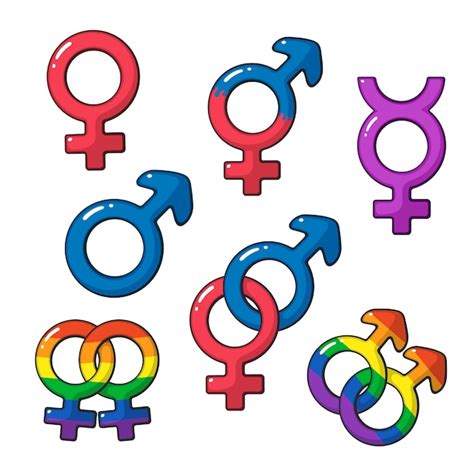 Premium Vector Vector Illustration Cartoon Set Of Gender Symbols With Rainbow Signs Cartoon