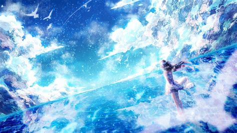 Sky Blue Spring Anime Wallpapers Wallpaper Cave