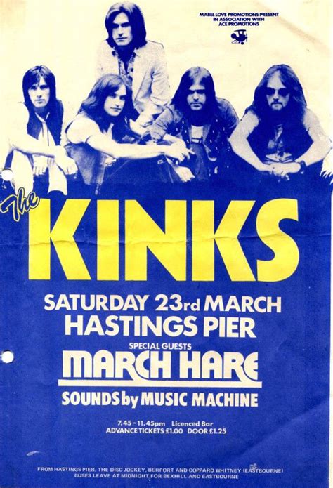 The Kinks Hastings Pier Rd March Vintage Concert Posters Music Concert Posters