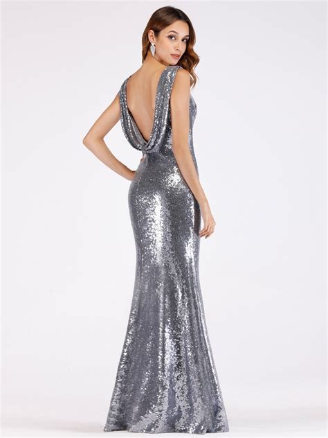 fitted silver sequin evening dress with open back ever pretty prom dresses long mermaid