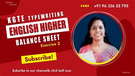 Kgte Typewriting English Higher Balance Sheet Exercise 2 Youtube