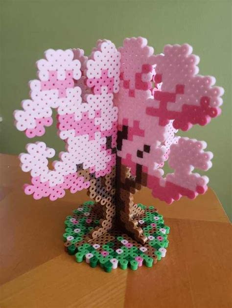 Cherry Blossom Tree With Stand My First 3d Piece Diy Perler Bead