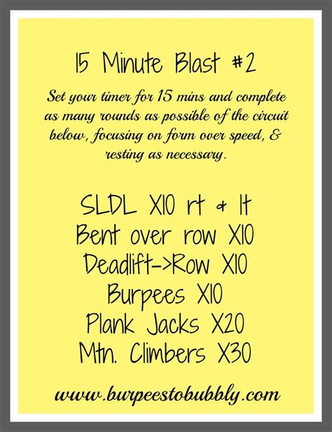 Wednesday Workout 15 Minute Blast 2 Lower Upper And Cardio